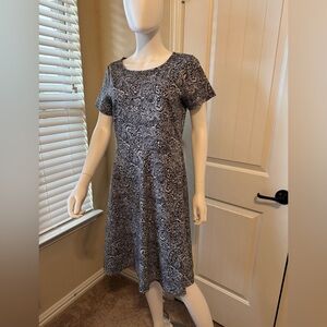 Talbots Black and White Paisley Midi Dress